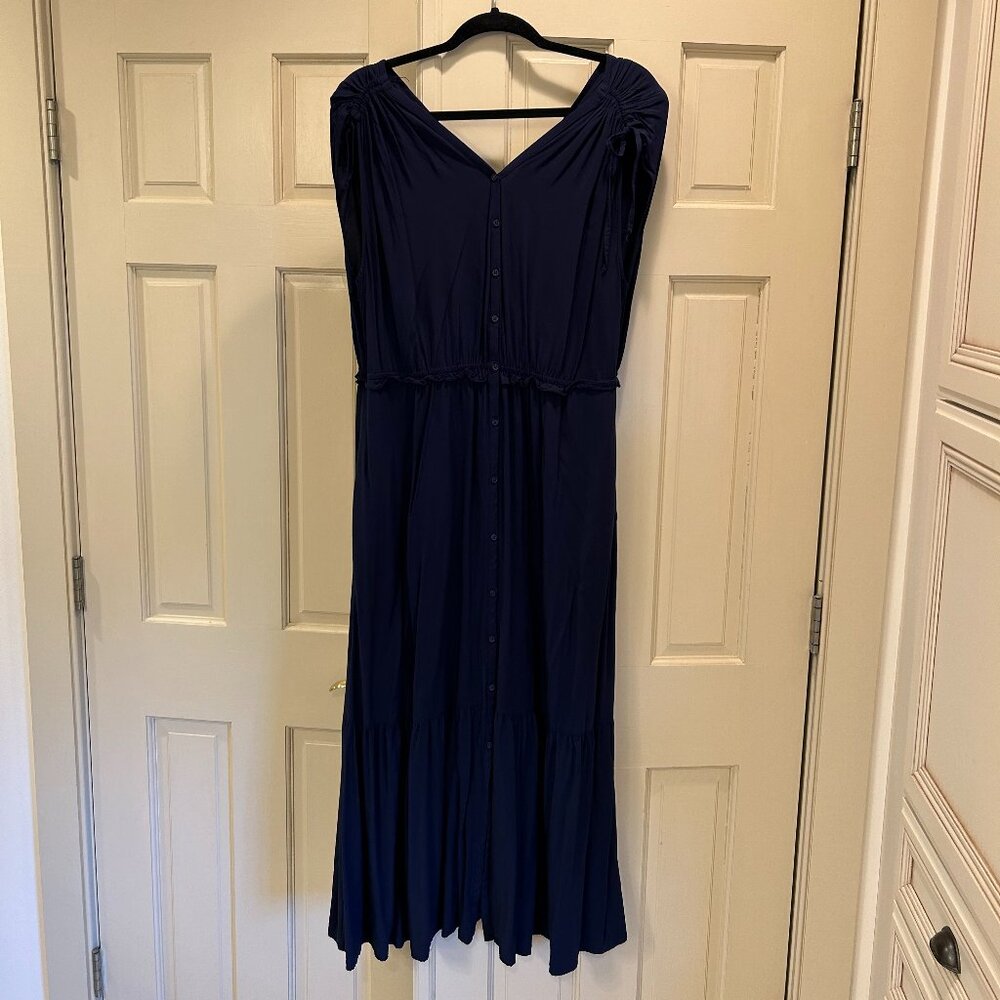 GAP Midi Ruffle dress--Navy Blue. Size XL